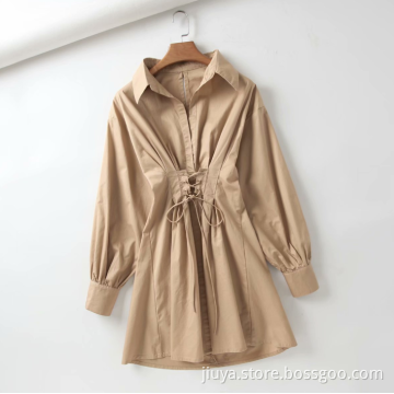 100% Cotton White Oversize ladies Casual Shirt Dress